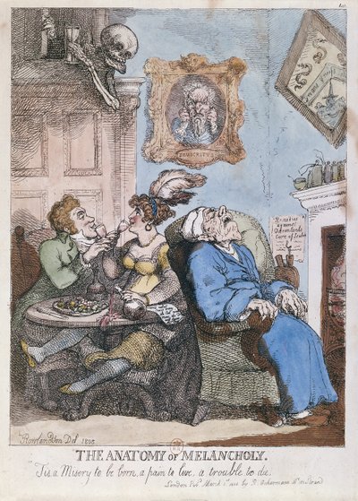 「憂鬱の解剖学」、R。アッカーマン発行、1808年3月1日 作： Thomas Rowlandson